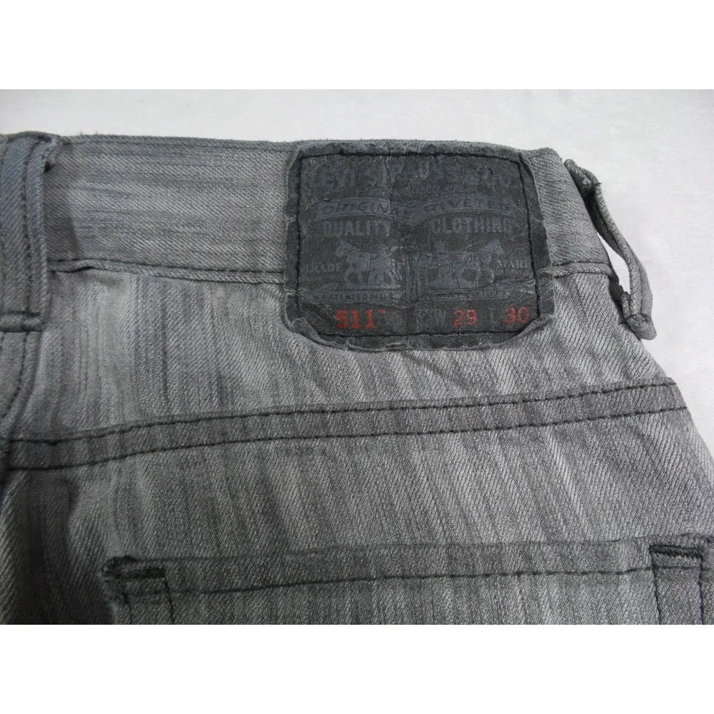 Levis Jeans Mens Size 29 x 30 Gray‎ Denim 511 Skinny Fit Straight Leg Stretch